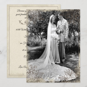 Convite Celebração de Aniversário Floral Vintage