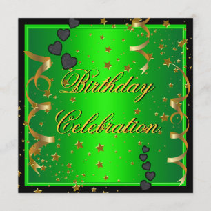 Convite Celebração de Aniversário Limão Verde Dourado Pret