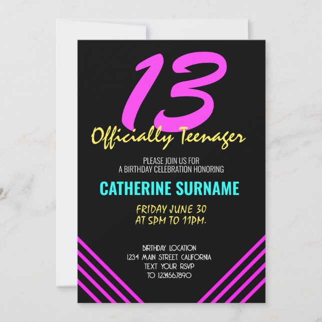 Convite Celebração de Aniversário Oficialmente Adolescente (Frente)