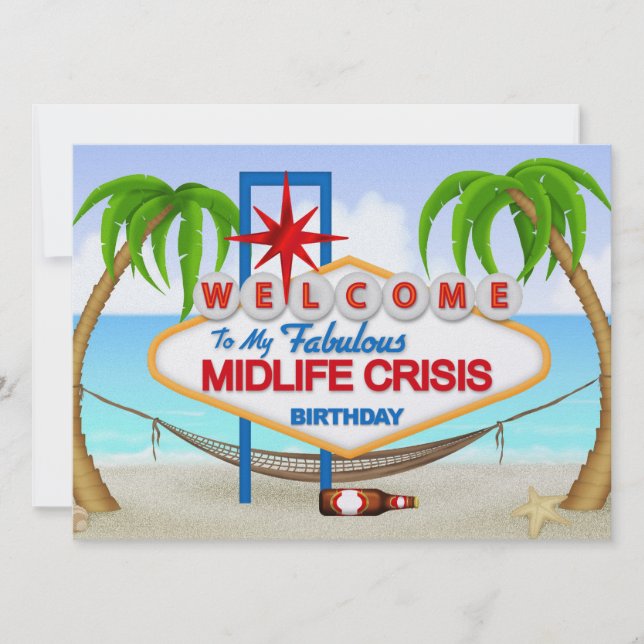 Convite Celebração de Aniversário para Crise da Midlife -  (Frente)