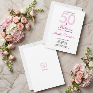 Convite Celebração de Aniversário Rosa 50 & Fabuloso