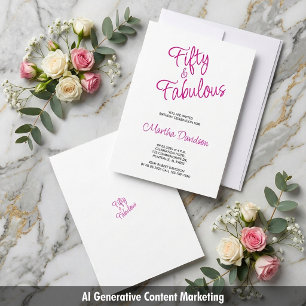 Convite Celebração de Aniversário Rosa Cinquenta e Fantást