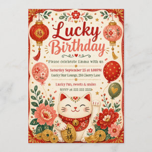 Convite Celebração de Aniversário Sortudo