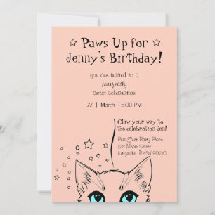 Convite Celebração de Aniversário Tema de Gato