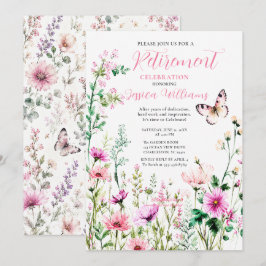 Convite Celebração de Aposentadoria com Flor Silvestre Ros