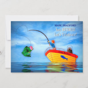 Convite Celebração de aposentadoria para ele pescando a 