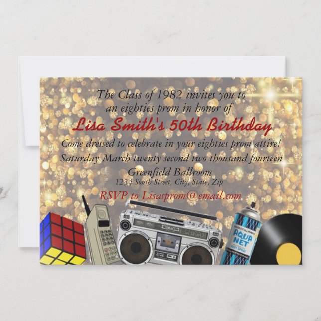 Convite Celebração de Bailes de formatura de anos 80 (Frente)