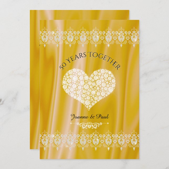 Convite Celebração de Bodas de Ouro de 50 Anos Casados Our (Frente/Verso)