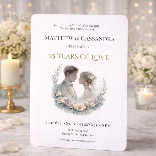 Convite Celebração de Bodas de Prata com Estilo de Relíqui (Criador carregado)