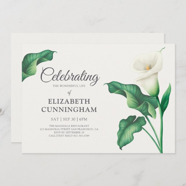 Convite Celebração de Botânicos Flores de Vida (Frente/Verso)