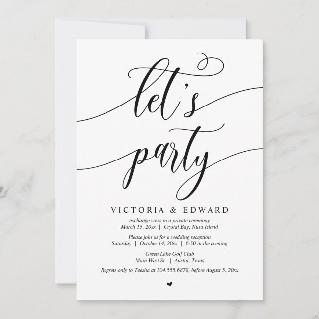 Convite Celebração de Casamento às Pressas, Vamos Festejar (Frente)