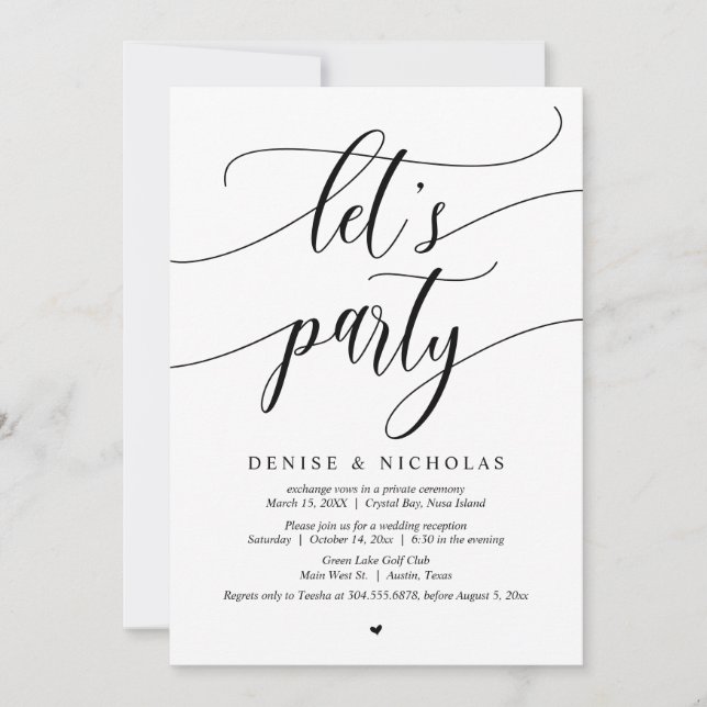 Convite Celebração de Casamento às Pressas, Vamos Festejar (Frente)