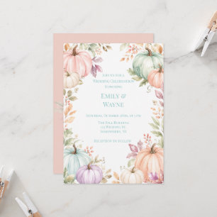Convite Celebração de Casamento com Abóboras em Aquarela P