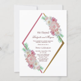 Convite Celebração de Casamento com Aquarela Floral Rosa