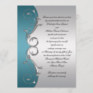 Convite Celebração de Casamento com Ornamentado Silver S