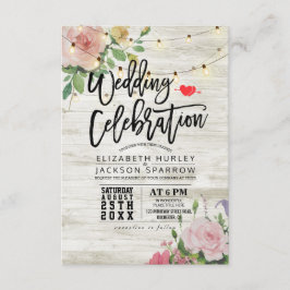 Convite Celebração de Casamento Corda Floral Branca de Mad