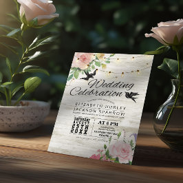 Convite Celebração de Casamento Corda Floral Branca de Mad