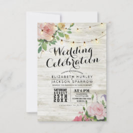 Convite Celebração de Casamento Corda Floral Branca de Mad