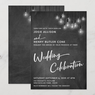 Convite Celebração de Casamento das Luzes Edison de Chal