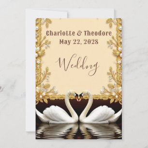 Convite Celebração de Casamento de Cisnes
