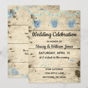 Convite Celebração de Casamento de Luzes de Firefly e St