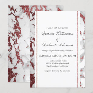 Convite Celebração de Casamento de Marble Dourado, Trendy