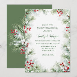 Convite Celebração de Casamento de Pinheiro de Inverno e F