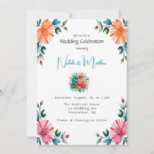 Convite Celebração de Casamento de Romance em Aquarela