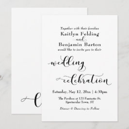 Convite Celebração de Casamento Elegante Escrito em Preto