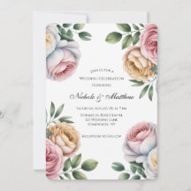 Celebração de Casamento Floral Rosa e Bege Blush e