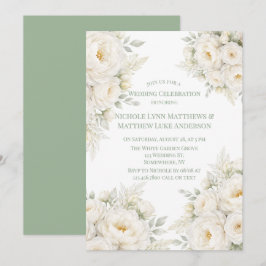 Convite Celebração de Casamento Floral Toda Branca
