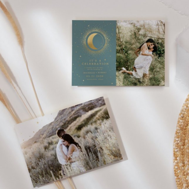 Convite Celebração de Casamento Fotográfico Pastel Celesti (Criador carregado)