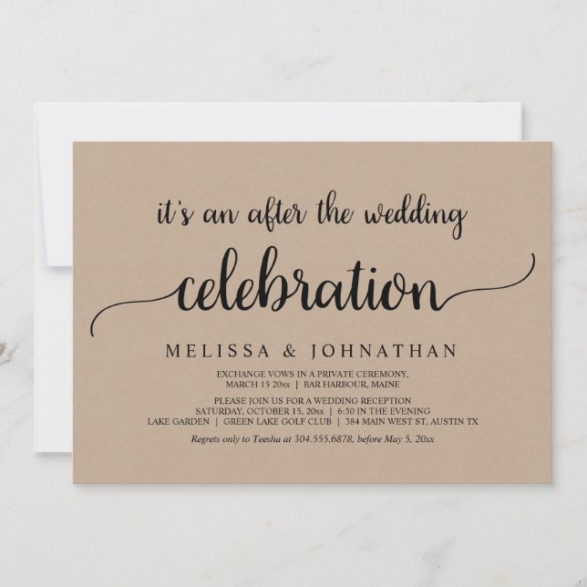 Convite Celebração de Casamento Fuga Feliz para Sempre (Frente)
