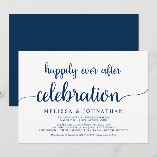 Convite Celebração de Casamento Fuga Feliz para Sempre I (Frente/Verso)