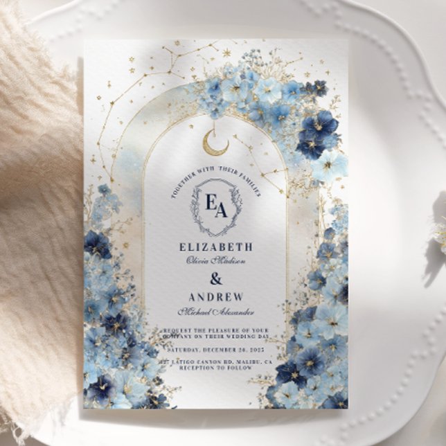 Convite Celebração de Casamento Luxuoso Boho Celestial (Criador carregado)