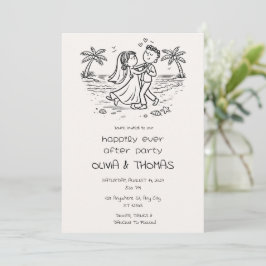Convite Celebração de Casamento na Praia Feliz para Sempre