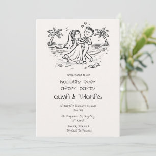 Convite Celebração de Casamento na Praia Feliz para Sempre