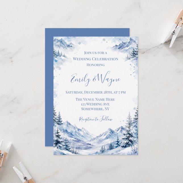 Convite Celebração de Casamento nas Montanhas Azuis Nevada (Frente/Verso In Situ)