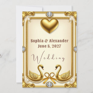 Convite Celebração de Casamento Pérola do Cisne Dourado