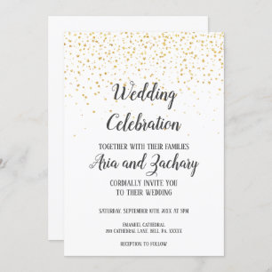 Convite Celebração de Casamento por Confetti Dourada Calli