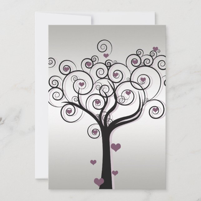 Convite Celebração de Casamento Pós Purple Silver Black (Frente)