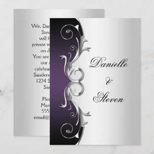 Convite Celebração de Casamento Poste de Prata Negra ornam
