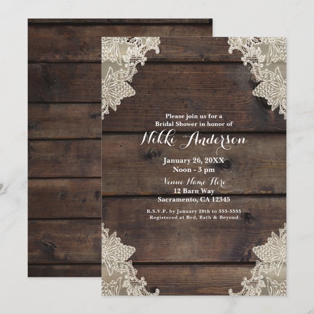 Convite Celebração de Casamento Rústica e Elegante em Made (Frente/Verso)
