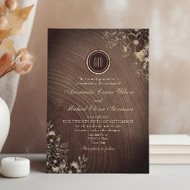 Convite Celebração de Casamento Rústica em Madeira de Cele