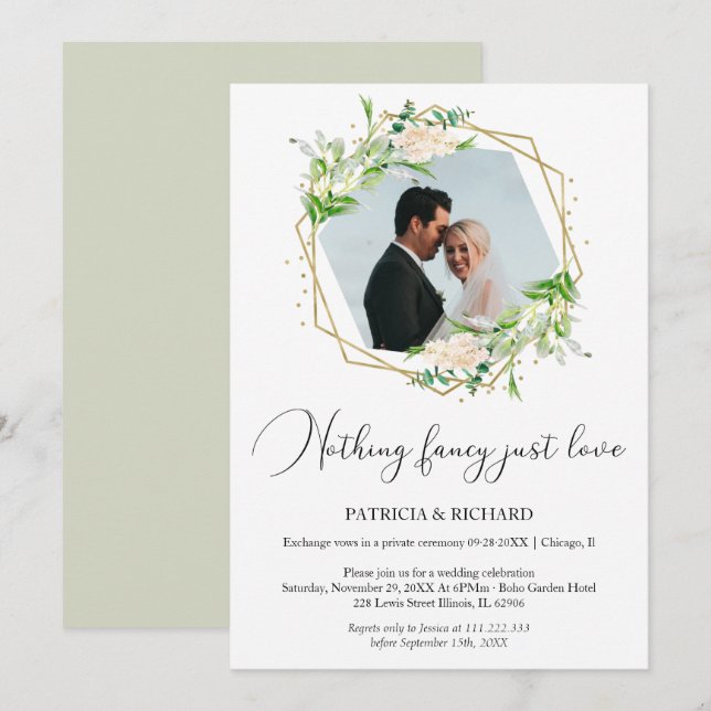 Convite Celebração de Casamento Sem Frescuras Só Amor Foge (Frente/Verso)