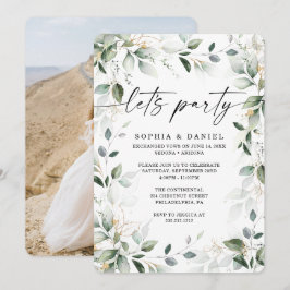 Convite Celebração de Casamento Simples com Verde e Aquare