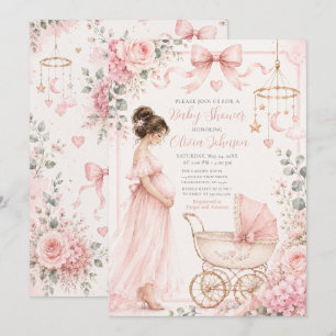 Convite Celebração de Chá de Bebê Rosa