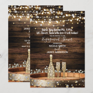 Convite Celebração de Champanhe com Barril de Madeira Rúst