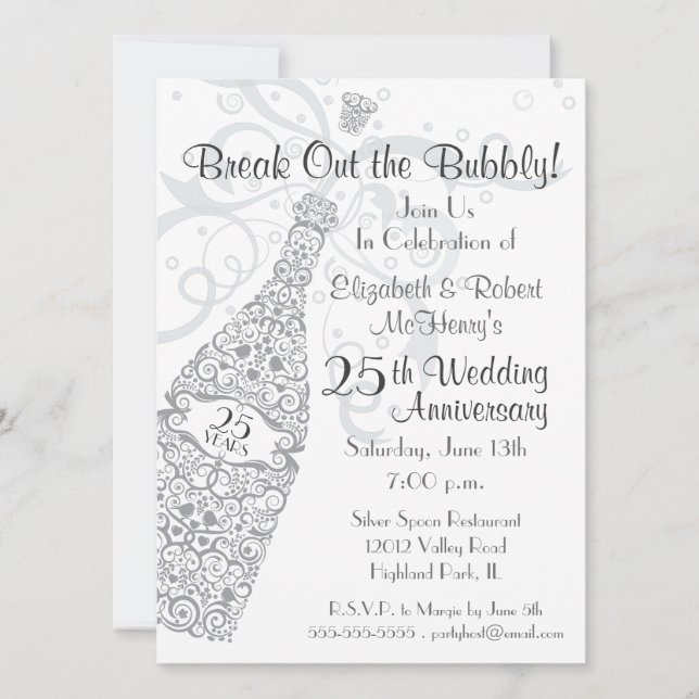 Convite Celebração de Champanhe por 25 anos (Frente)