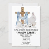 Celebração de Confirmação Pomba Aquarela Cruz